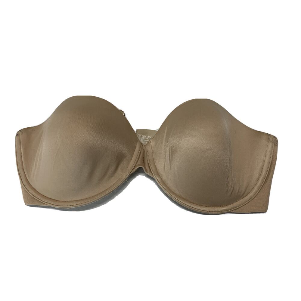 Victoria's Secret Biofit Padded Pushup Bra 34DD Nude Strapless‎